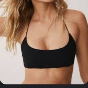 Mango black scoop neck string  bikini top